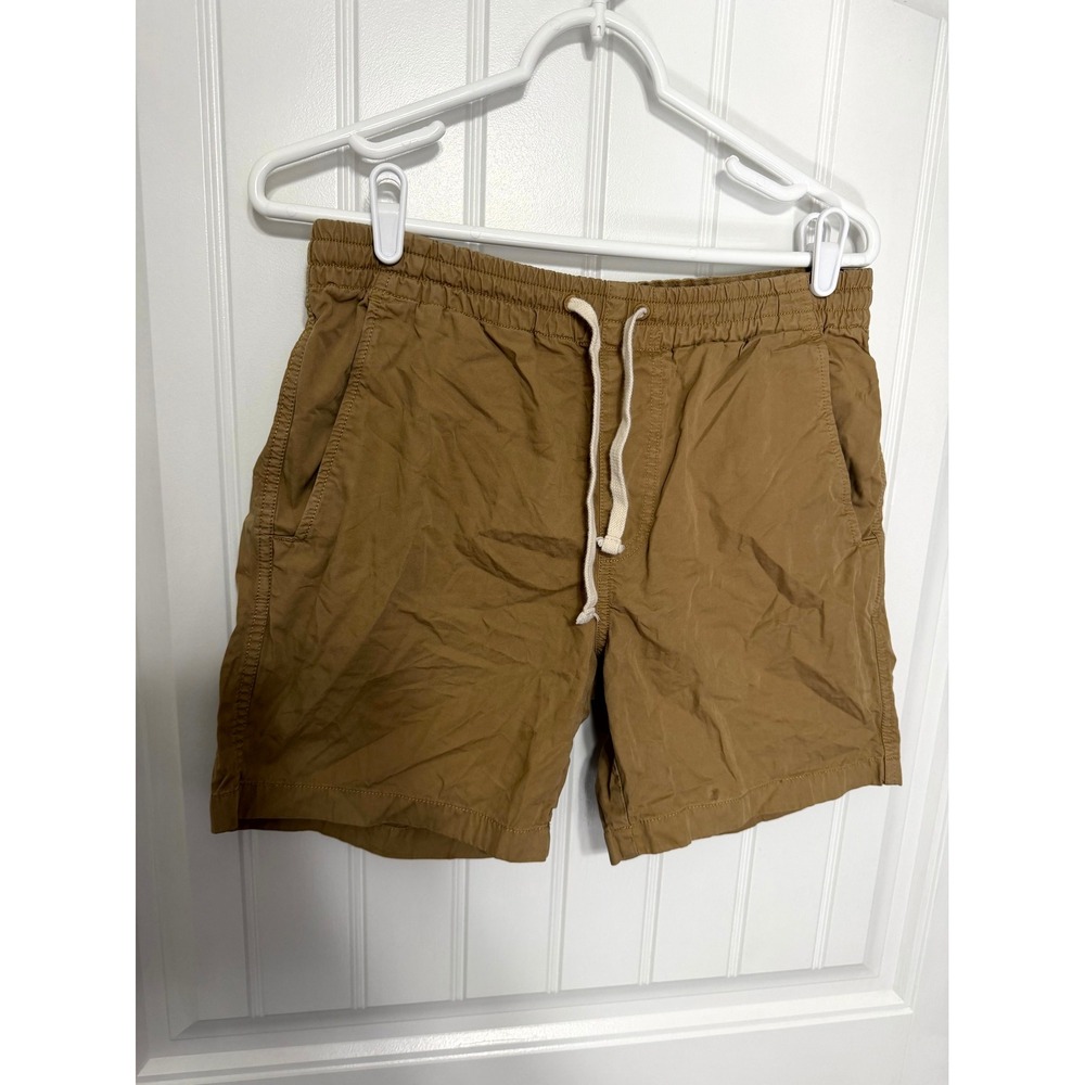 J.Crew Dock Shorts Mens Small Brown Khaki Drawstring Elastic Waist Casual